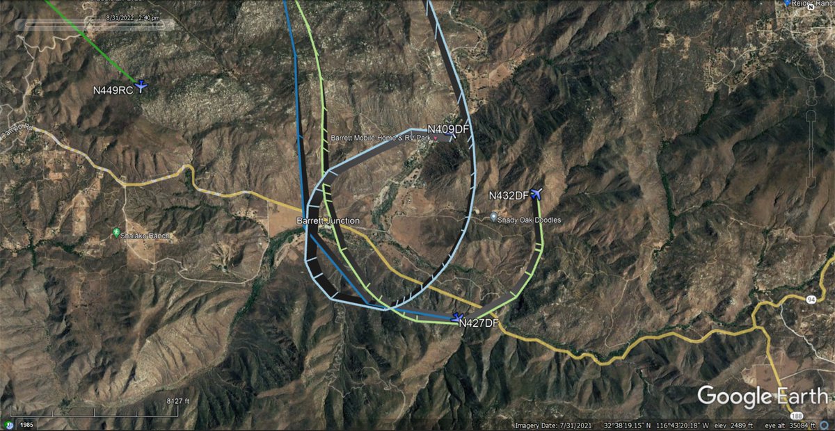 Firefighting aircraft responding to the #Border32Fire in #BarrettJunction #SanDiegoCounty with evacuation requested along Smith Rd
broadcastify.com/webPlayer/9733
#CalFire
#A330 #N409DF
#T70 #N427DF
#T71 #N432DF
San Diego County Fire
#SDCoFire
#C10 #N449RC
Helicopter Express
#N16HX
🇺🇸❤️‍🔥