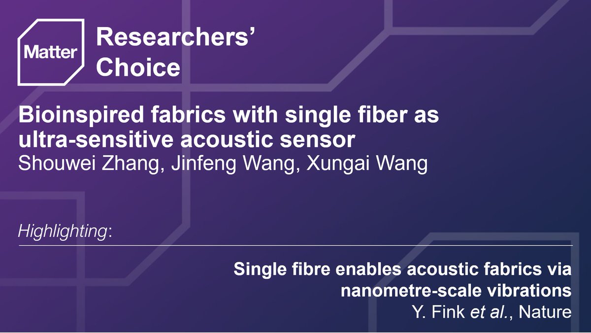 Matter_CP's tweet photo. Researchers from @future_fibres @Deakinlfm take inspiration from Yoel Fink & colleagues @mit_DMSE and their use of #piezoelectric #fibers in audio-sensing wearable fabrics
#MatterIssue38 Preview: https://t.co/IcMS5ONtzq
@Nature article: https://t.co/5HO2aSaETg https://t.co/ypyhbXt3fC