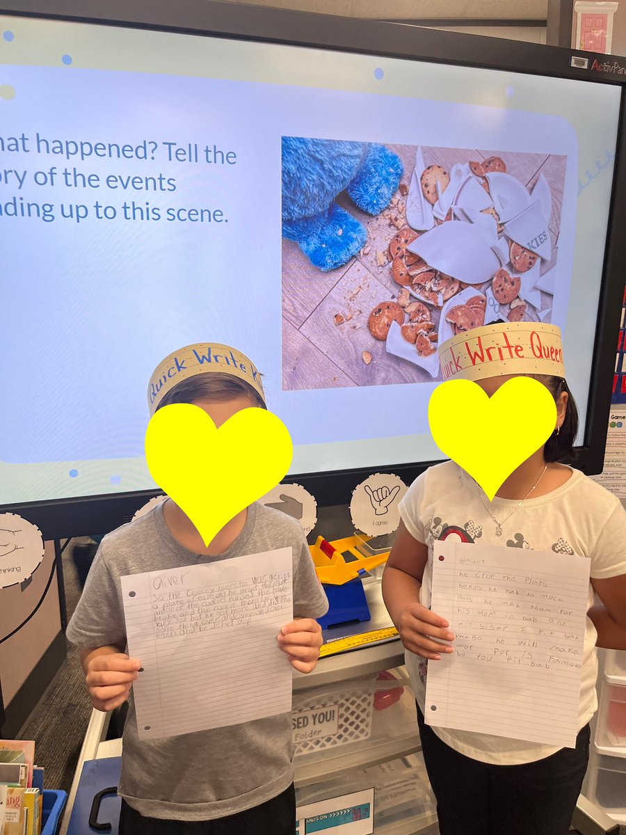 mrscoddsclass's tweet photo. Our Quick Write King & Queen! These students did the best at keeping their pencil moving and writing the whole time! #2ndtoNone #secondgradewriting https://t.co/UFKPXedTP2