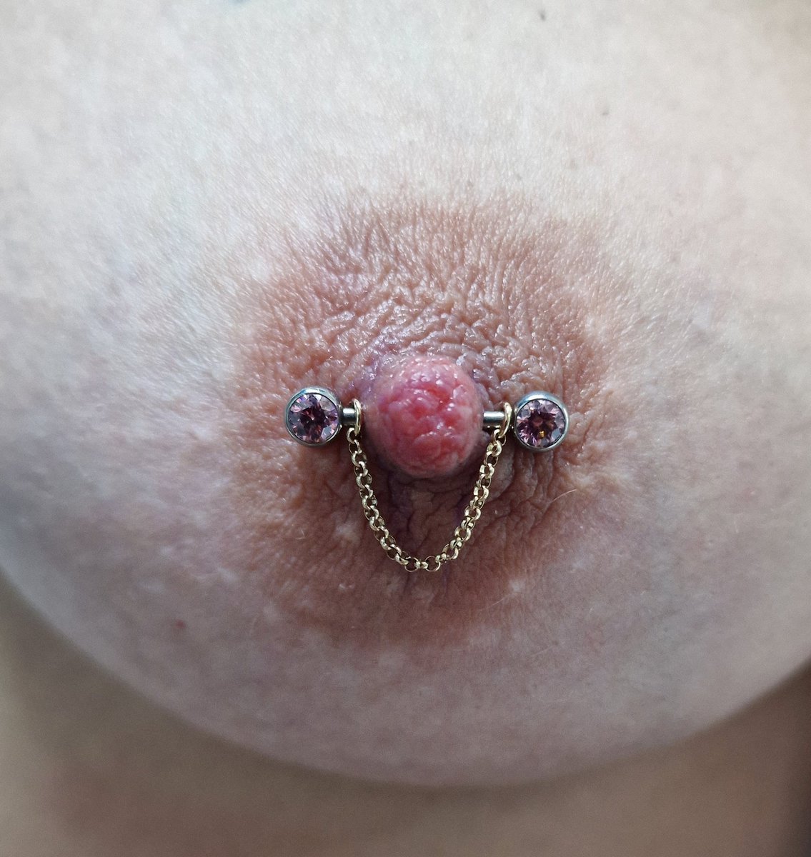 PanzeraStefano's tweet photo. Due nipple eseguiti a mano libera con gioielleria in titanio da impiantologia threadless di neometal e catene in oro 18kt https://t.co/aIwYbVhZOu