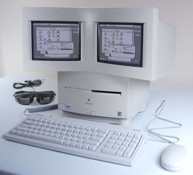 apple_strange's tweet photo. This 1993 Color Classic prototype is the first attempt from Apple on 3D inmersive experiences, and the predecessor of current augmented reality efforts. https://t.co/0XHSFaSnbd