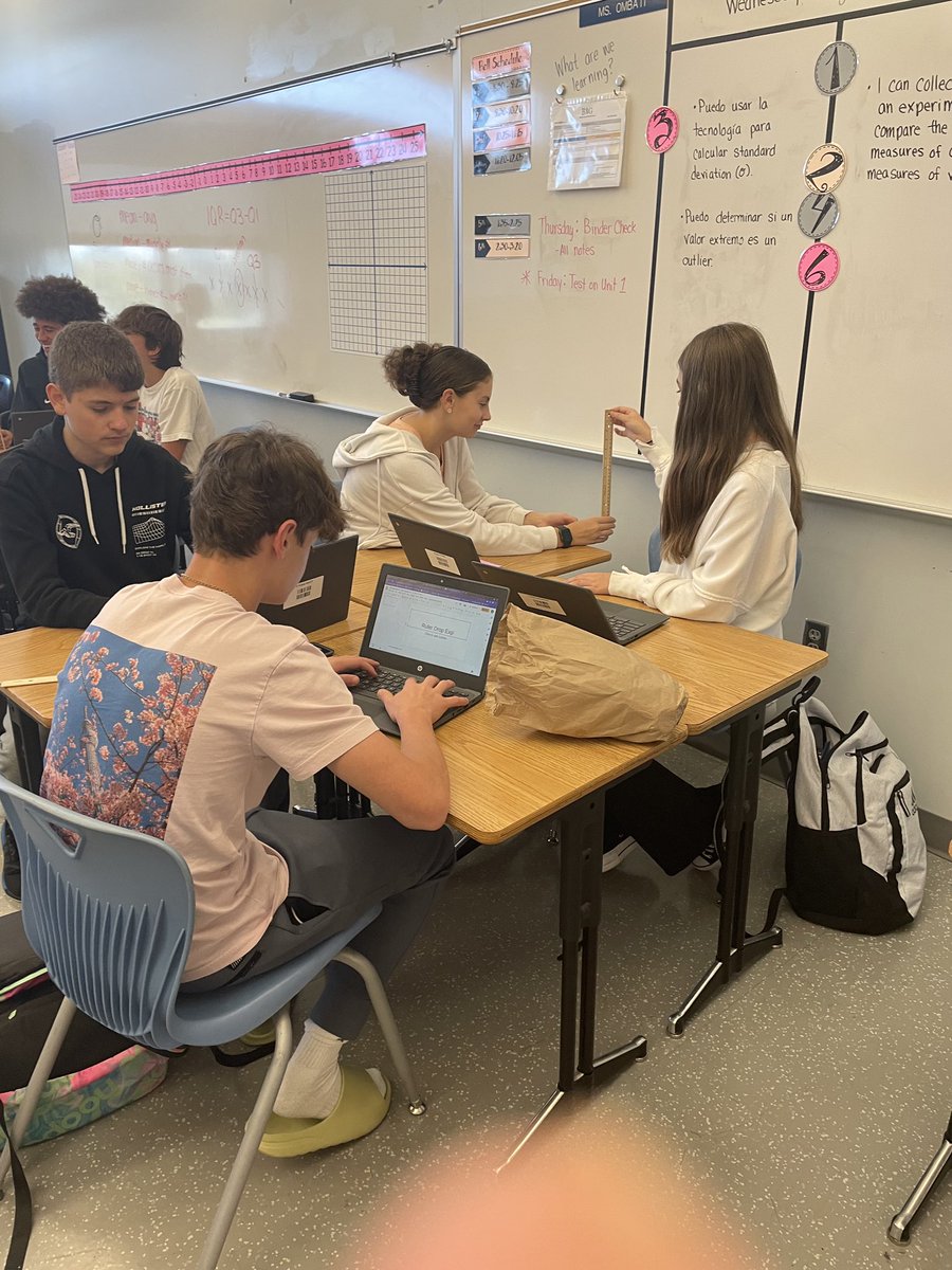 Students in Mrs. Ombati’s Algebra class demonstrate that they are critical thinkers by analyzing outcomes. Students collected data and organized it into multiple statistical models to synthesize their findings. Way to engage these learners! <a href="/EllenOmbati/">Ellen Ombati</a> #IL3
