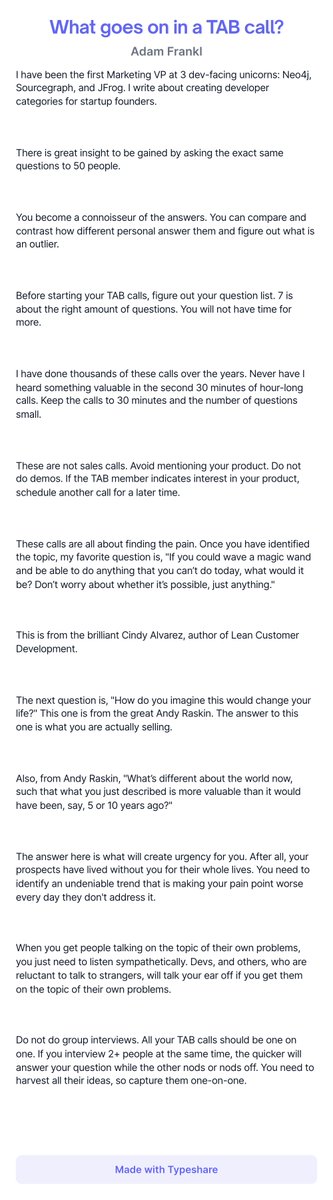 What goes on in a TAB call?