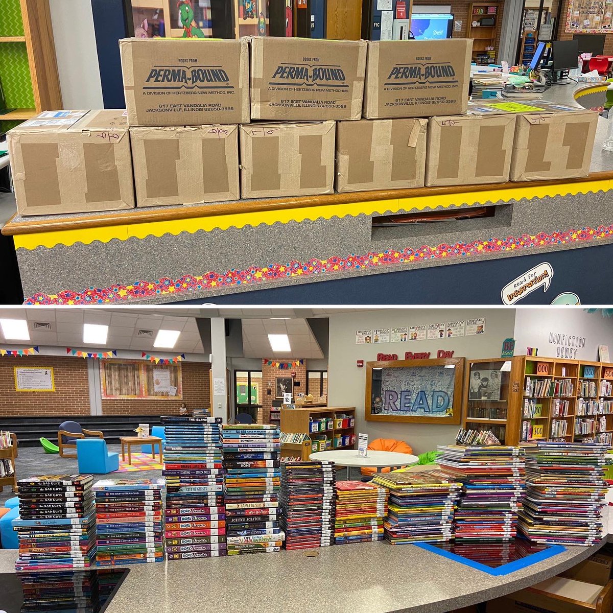 📚 Oh. My. Book. Delivery. 

😍 There’s just something so incredible about unpacking brand new library books. I can’t wait to get them into kids’ hands and start reading them myself!! 🙌🏻

#permabound #teacherlibrarian #kidslitismyjam #homesweetlibrary #wpsproud <a href="/usd259libraries/">usd259libraries</a>