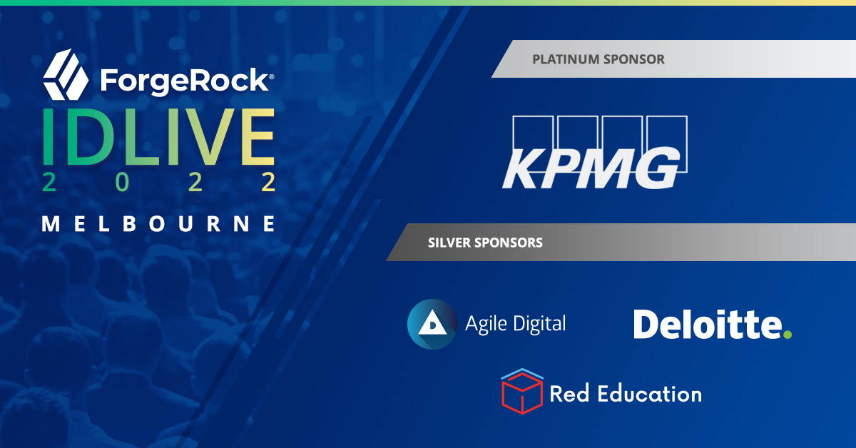 ForgeRock's tweet photo. π Sponsors highlight π
Thank you to all of our #IDLive22 sponsors for our Melbourne event: @KPMG, @agiledigital, @Deloitte and @red_education.
See you at the event! ππ https://t.co/VM35Pqy2pu