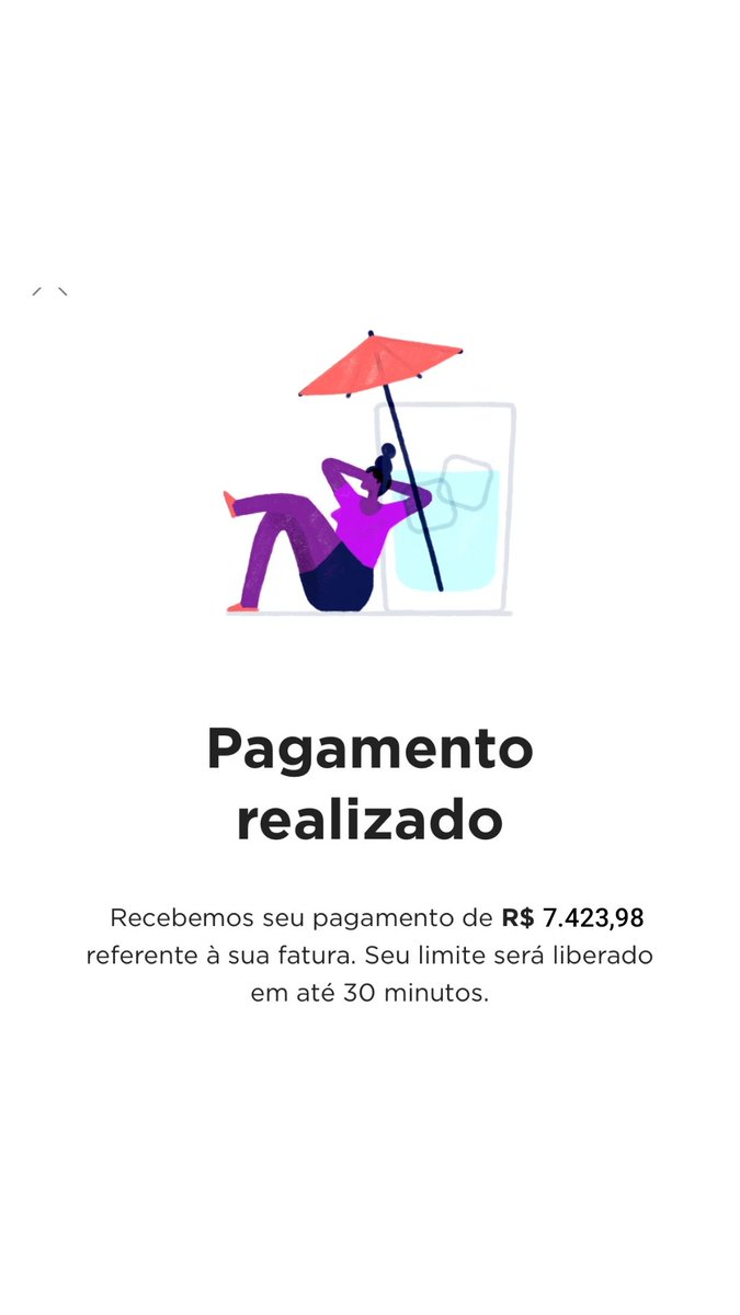 Danilo4400's tweet photo. Eu odeio a boneca relaxando do nubank que aparece depois que a gente paga a fatura porque a única que ta relaxada é ela mesmo. Eu to é bem puto e acho ela uma debochada https://t.co/yEYQDeOtc5