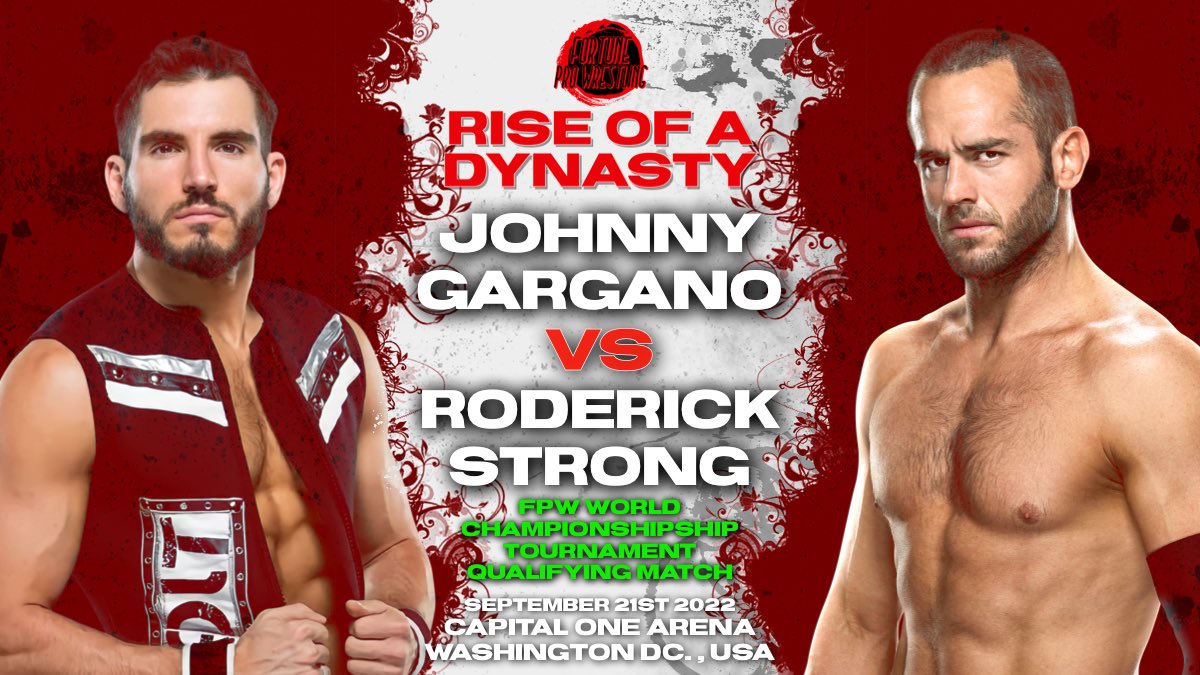 FORTUNEPW's tweet photo. Expect a classic with these two.

In another FPW World Championship Tournament Qualifier match, @TheWhoIeShebang will take on @TheEraofStrong!

Can Gargano advance one step closer to the coveted prize, or will Roderick be the one to take the victory?

#FutureROAD #RoadToADynasty https://t.co/f6CLsS56aw