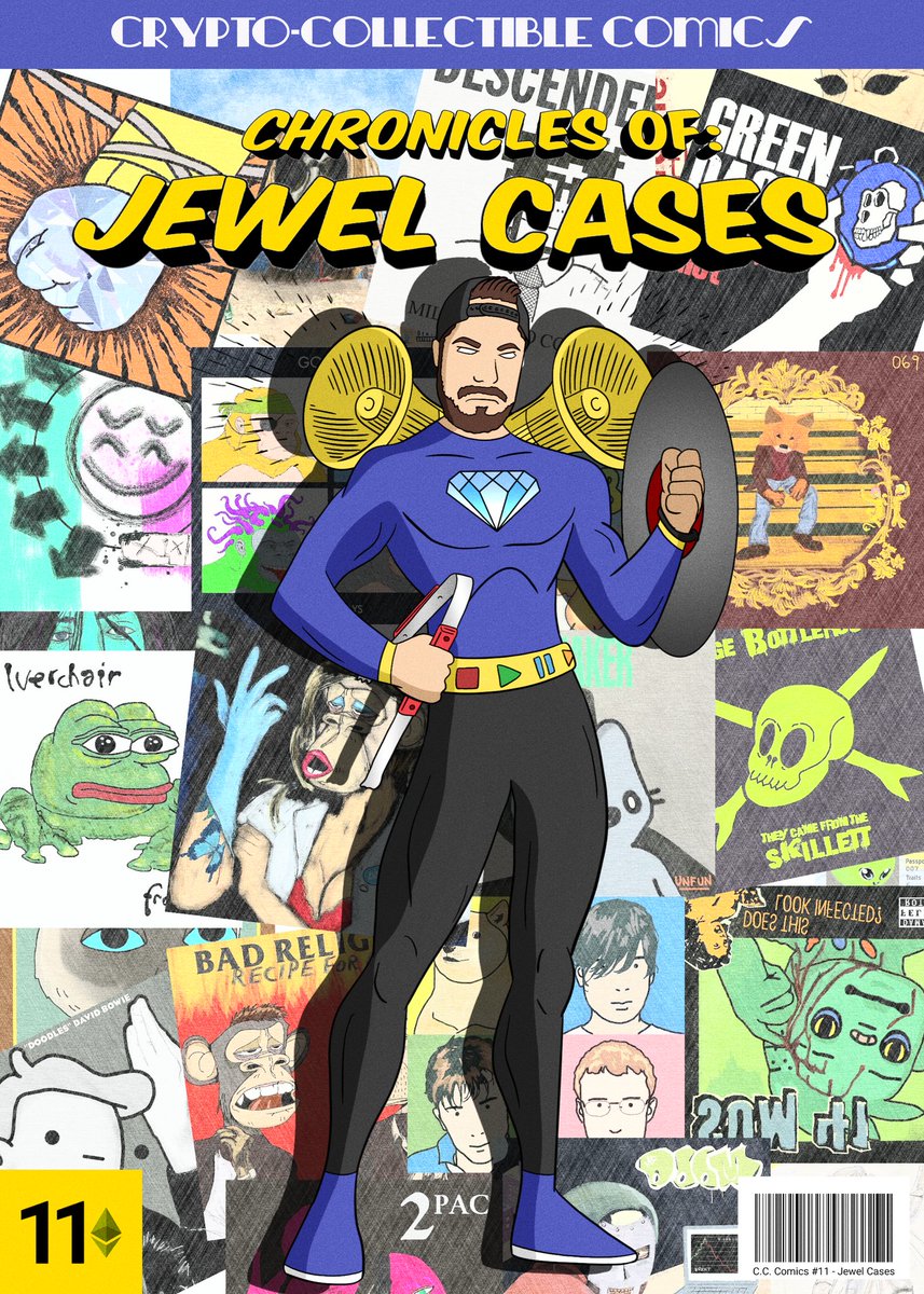 CryptoCollects's tweet photo. Fun tribute to the legendary @JewelCasesNFT ! #jewelcases #CryptoCollectibles #cccomics #NFTCommunity #nftcollector #nftart #comics #music https://t.co/V2IfIbF5zf