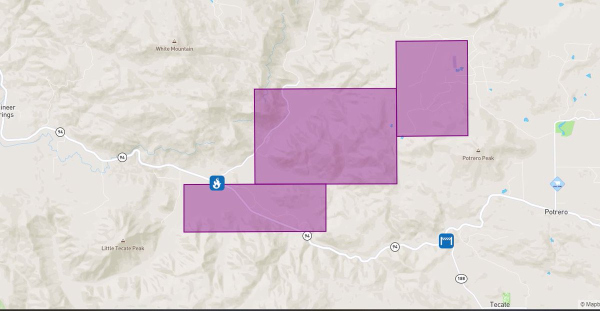 The @SDSheriff ordered people near a wildfire near SR-94 and Barrett Lake Road to evacuate now. CAL FIRE reports an immediate structure threat in area. A temporary evacuation point is at being set up at Jamul Casino Located at 14145 Campo Road. emergencymap.sandiegocounty.gov