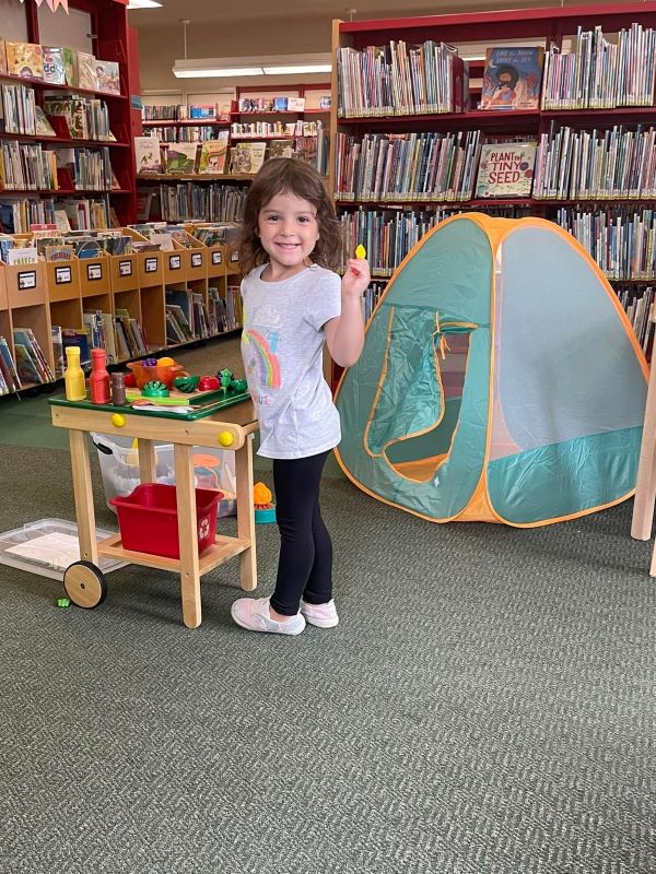 cvefct's tweet photo. CVEF Grants in Action! Durham Public Library: Throughout the year, young library patrons and their families will be offered a series of rotating, dramatic play stations to develop language and literacy skills.  Pictured here is the camping play station. https://t.co/fsTGumlkwT