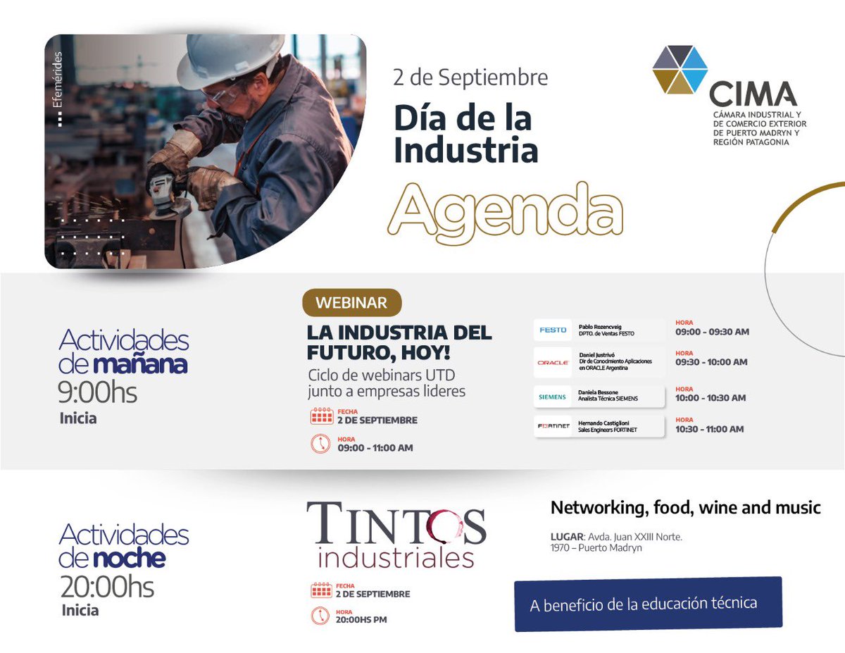 Inscripciones: administracion@cimapatagonia.org Celebremos juntos el día de la #industria !!👇🏼