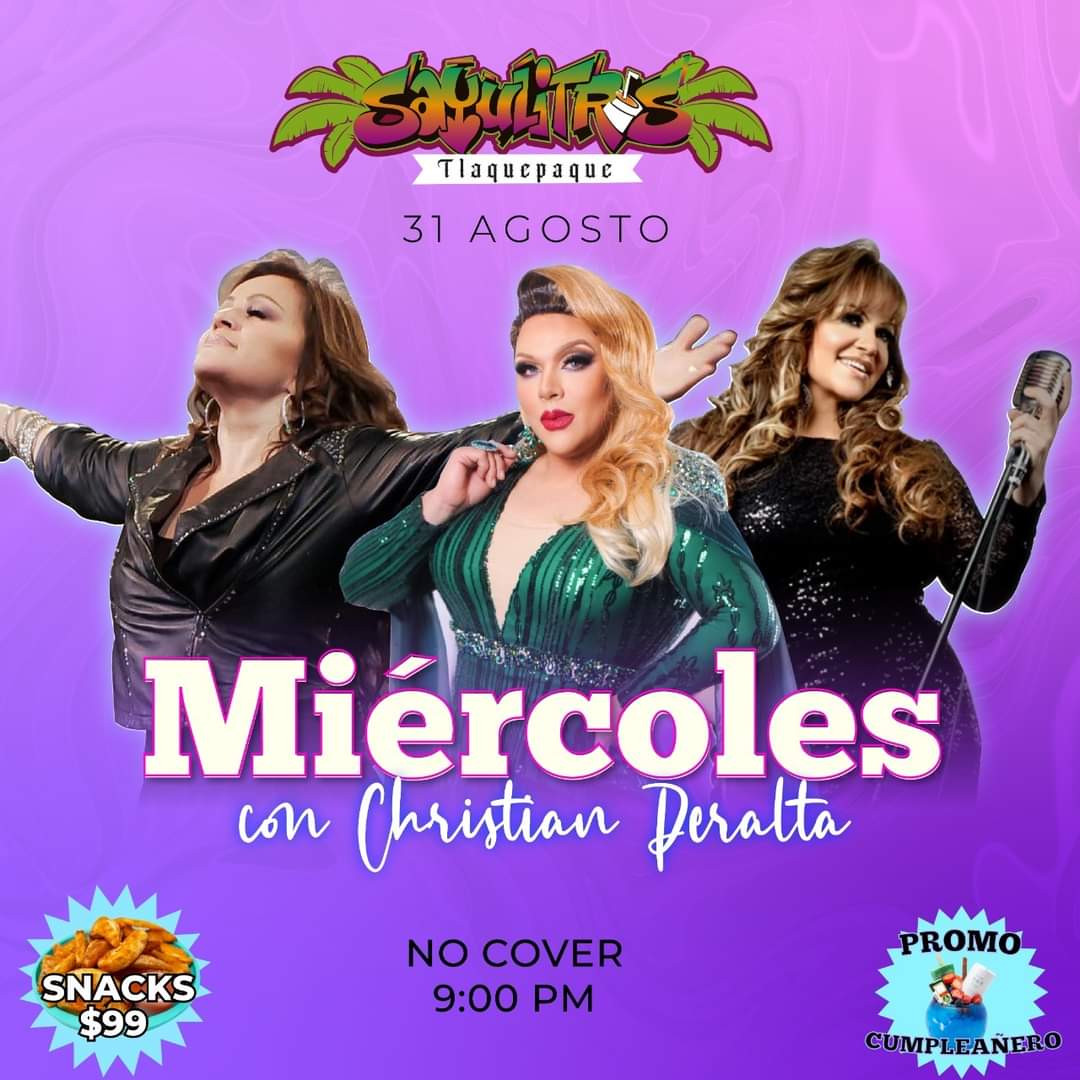 ¿Sabes quién nos va a acompañar hoy en la noche? ¡La Gran Señora! 🎤🦋

Ven a gozar con nosotros el show de Christian Peralta a partir de las 9:00 pm. 💃🏻

¿Tenemos 

👉🏻 wa.link/zmznlq

#SayulitrosTlaquepaque #Bebidas #ShowEnVivo #Promoción #Amigos #Tlaquepaque