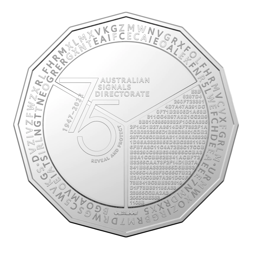 MatthewBevan's tweet photo. What mystery is hidden in the ASD's code on the new 50 cent piece? Wrong answers only https://t.co/xVIgRmcYmd