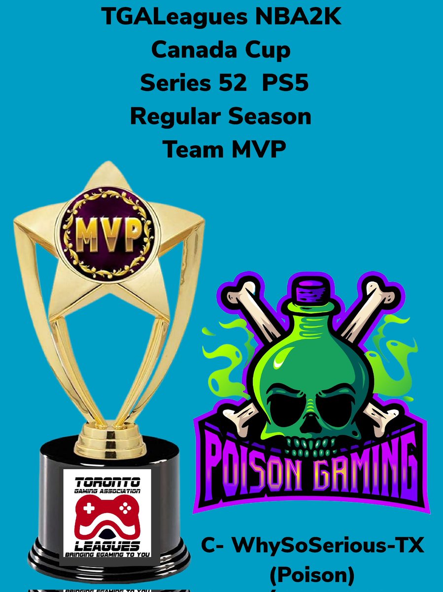 TGALeagues NBA2K Canada Cup Series 52 PS5 Regular Season Team MVP C- WhySoSerious-TX (Poison) CONGRATS!!! #TGALeagues #CANADACUP #NBA2K #SERIES52 #PS5 #5V5PROAM <a href="/LeaguesTGA/">TGALeagues</a>