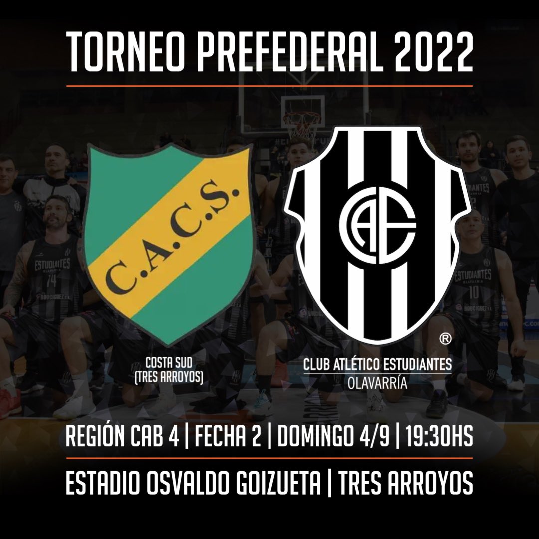 El Bata se va a Tres Arroyos 🚌 

Por la segunda fecha del Torneo Pre Federal, Estudiantes enfrentará a Costa Sud el domingo 4 de septiembre a las 19.30 hs. en el estadio Osvaldo Goizueta.

Estaremos informando si el partido se transmite por streaming.

#VamosBata 🏀