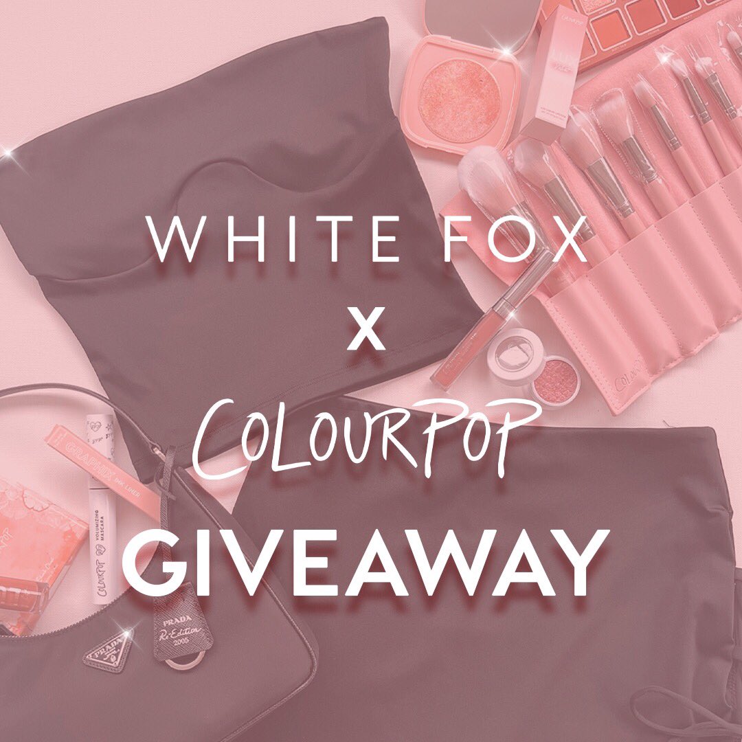 #GIVEAWAY with our besties <a href="/whitefoxoffish/">White Fox Boutique</a> 💞 ONE lucky winner will be receiving $250 e-gift card to colourpop.com + $250 e-gift card to whitefoxboutique.com + Prada Re Edition 2005 bag 👛

✨ Follow <a href="/ColourPopCo/">ColourPop Cosmetics</a> + <a href="/whitefoxoffish/">White Fox Boutique</a> 
✨ Like &amp; RT
✨ Reply w/ 🛍️