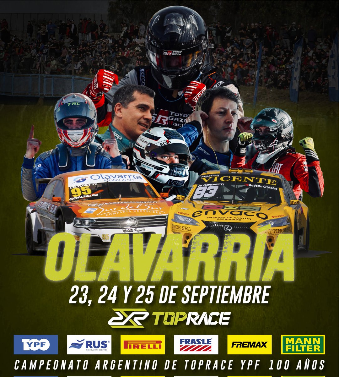 🔥 NOS VEMOS EN OLAVARRÍA

🏆 Campeonato Argentino de Top Race YPF 100 Años
🗓️ 23, 24 y 25 de septiembre
📍 Autódromo Hermanos Emiliozzi, Olavarría

#TROlavarria 🏁