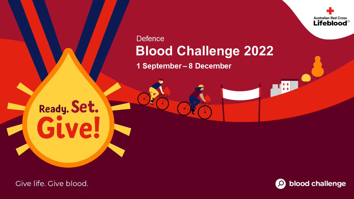 The 2022 #DefenceBloodChallenge begins today! The Challenge encourages both military &amp; APS personnel to assist the community by donating life-saving blood &amp; plasma to the Australian Red Cross Lifeblood from 1 Sept to 8 Dec. This year, Defence is aiming to make 11,000 donations.