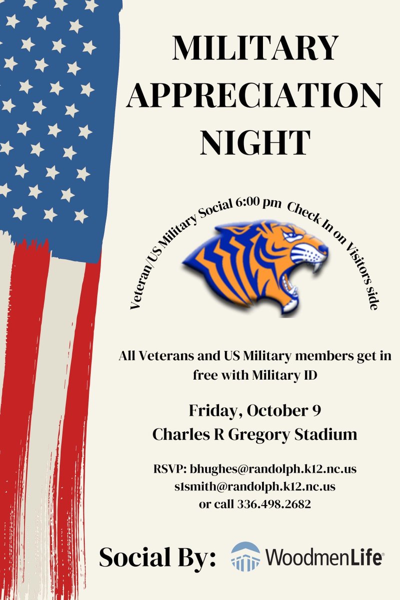 Randleman Football (@randlemanfb) on Twitter photo Please share with our military friends and family, we plan to make this an annual event. <a href="/TigerNation_RHS/">Randleman Athletics</a> <a href="/RHSTigerTweets/">Randleman H. S.</a> <a href="/RHSTigerBands/">RHS Tiger Band</a> <a href="/RANDLEMANIACS/">RANDLEMANIACS</a> <a href="/RandlemanMiddle/">Randleman Middle School</a> Please share with our military friends and family, we plan to make this an annual event. <a href="/TigerNation_RHS/">Randleman Athletics</a> <a href="/RHSTigerTweets/">Randleman H. S.</a> <a href="/RHSTigerBands/">RHS Tiger Band</a> <a href="/RANDLEMANIACS/">RANDLEMANIACS</a> <a href="/RandlemanMiddle/">Randleman Middle School</a>