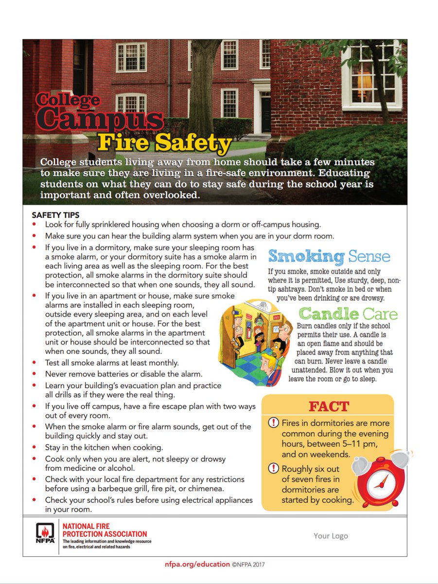northgreecefd's tweet photo. College students need fire safety too!
Make an Escape Plan by having:

-Working Smoke Alarms
-Two Ways Out
-Meeting Place https://t.co/beR0toLibW