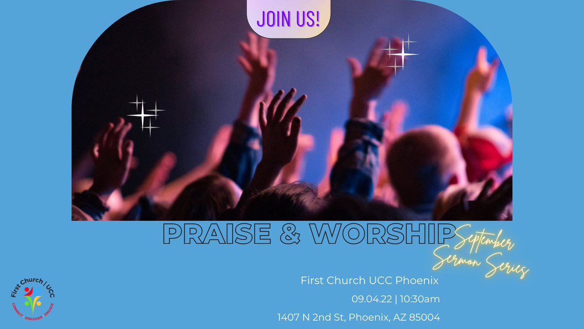 FirstChurchUCC's tweet photo. Join #FirstPHX on Sunday for the start of our September Sermon Series!

Worship starts at 10:30 am ❤️ https://t.co/UlKf9NFfct