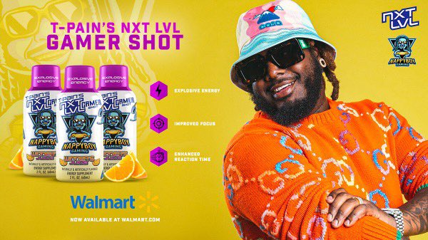 TPAIN's tweet photo. Let’s goooo!!!!! 🎉🎉
 
My NXT LVL #GamerShot is now available online at @Walmart 🔆
 
Explosive Energy ✔️
Improved Reaction Time ✔️
 
Shop #WinnersJuice 🍊 ⬇️
https://t.co/eyLxstGvP7
#NXTLVL #Walmart https://t.co/03TD2xG325