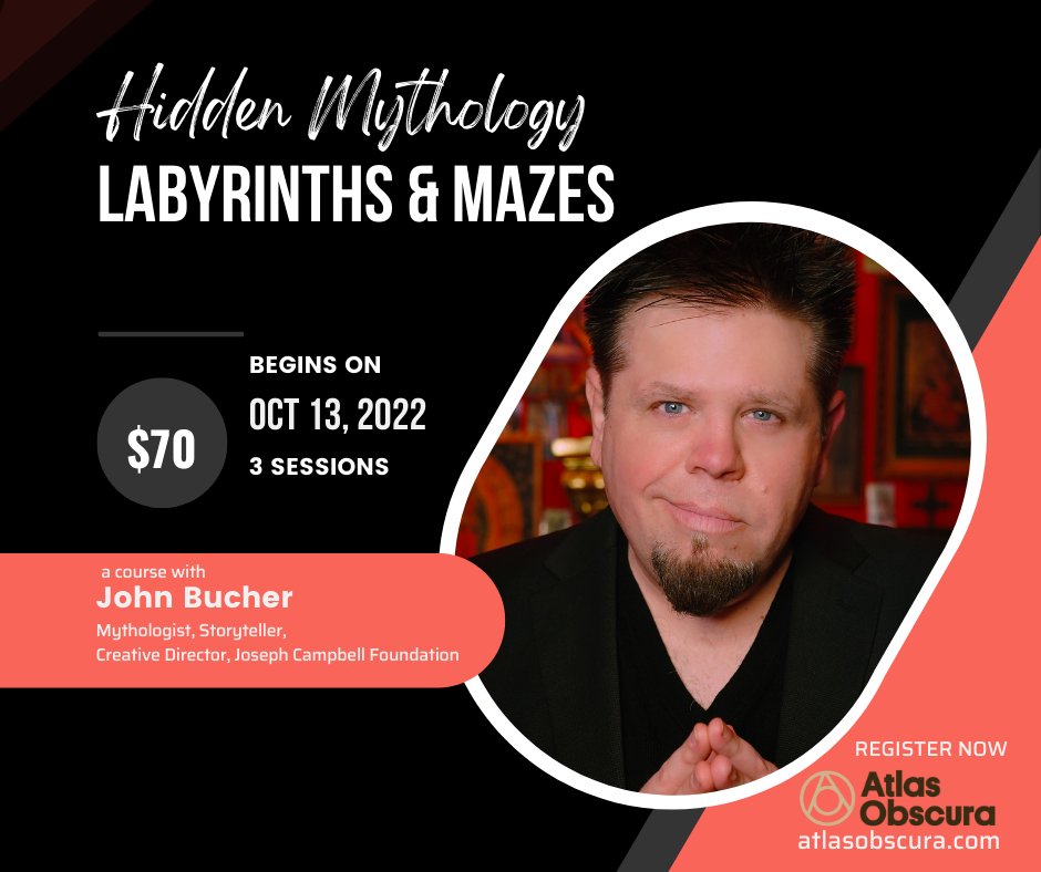 johnkbucher's tweet photo. Join me on October 13 to embark on an exploration of the hidden mythology in labyrinths and mazes!

For more information and to sign up, click here:
https://t.co/xKWp8MYYh9

#mythology #labyrinths #mazes #games #atlasobscura https://t.co/o8JbzpJB6Y