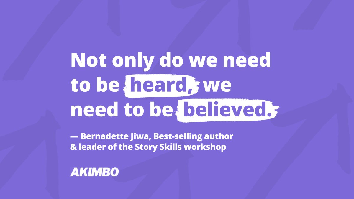 When you listen to a story, you're transported. 💫

Stories are the way we change minds and win hearts.

If you’re ready to learn how to tell great stories with practice &amp; patience, join the Story Skills Workshop starting in a few weeks.

Enroll now: akimbo.com/thestoryskills…