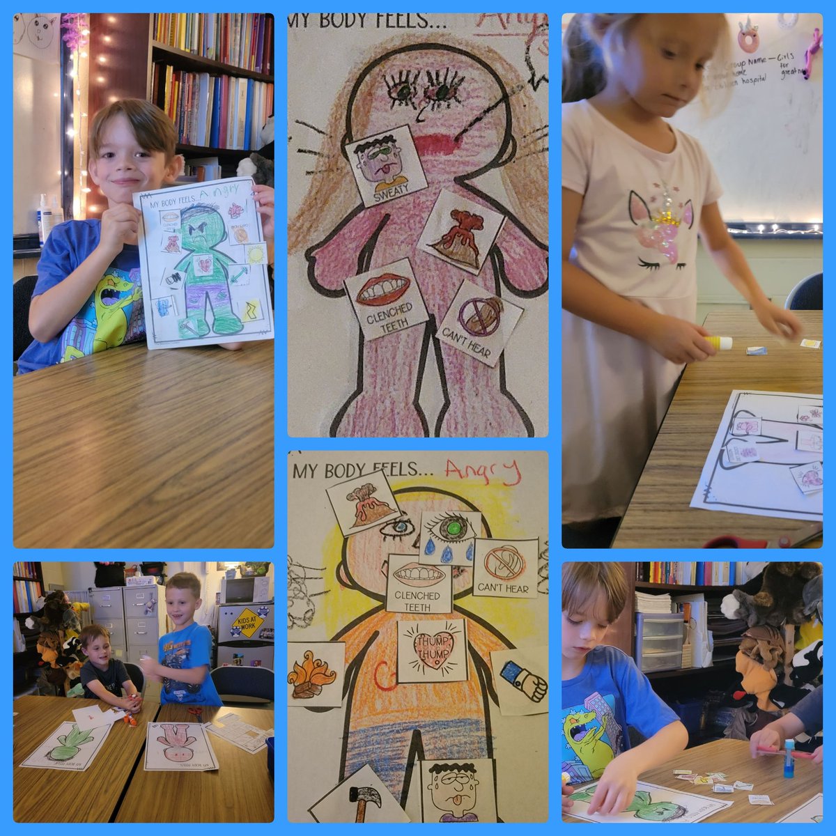 EGMScounseling's tweet photo. Today our 1st graders added pictures to their body drawings to show how they feel when happy and angry! @_Marleys_World @eastfieldglobal @cutiekel01 #selgroups #Emotions https://t.co/8PTQx0RNLN