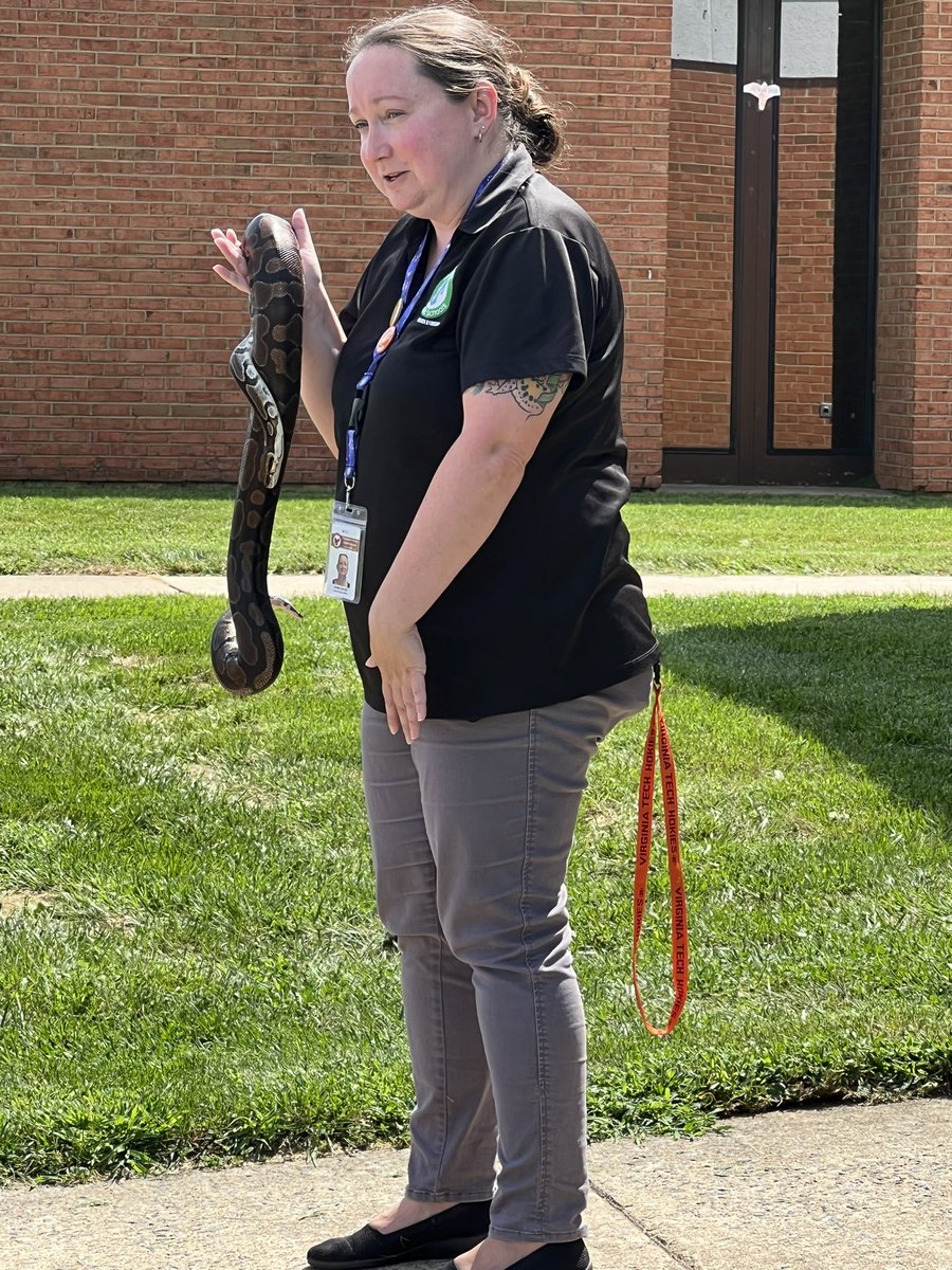 HayesEllen2021's tweet photo. Our first graders @hmpearsonelem today learned about all kinds of reptiles when @correllscience and #jillthesciencesnake stopped by for a visit. The students and even @MarchinettiM even got to pet one. Come back soon! @FCPS1Science https://t.co/TKqsKczMEe