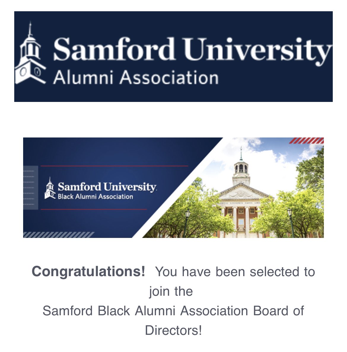 ArthurFisherJr's tweet photo. Thank you, @SamfordU, for selecting me to serve on the #SamfordUniversityBlackAlumniAssociation #BoardOfDirectors. 

Man, the opportunities to represent this institution in a positive and uplifting way has been a blessing since I stepped foot on the campus in 2018. https://t.co/N7KQ2WKb32