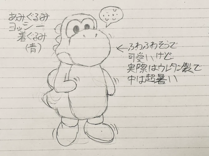 夢の中で見たあみぐるみヨッシー着ぐるみ 