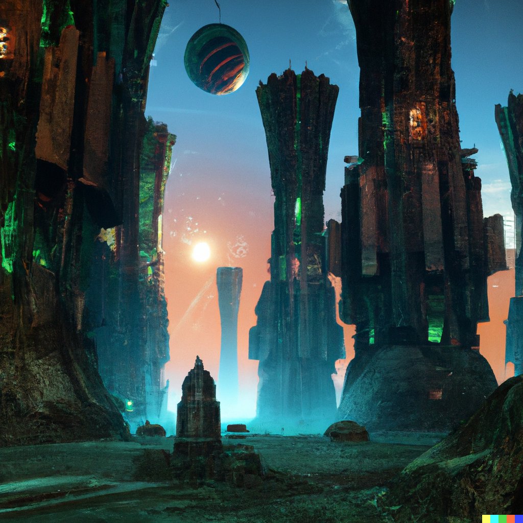 dalletron's tweet photo. alien civilization, digital art https://t.co/pIvATiMoxv