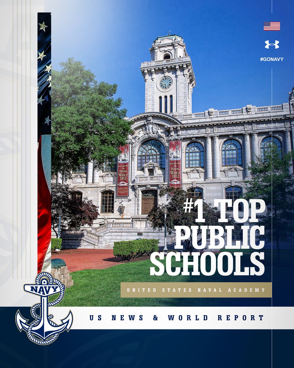 NavyMLax's tweet photo. FACTS: Best public school in the country according to US News &amp; World Report!An ELITE academic institution that helps sets up future success!
#GoNavy⚓️🇺🇸 https://t.co/eR6scVgqyC