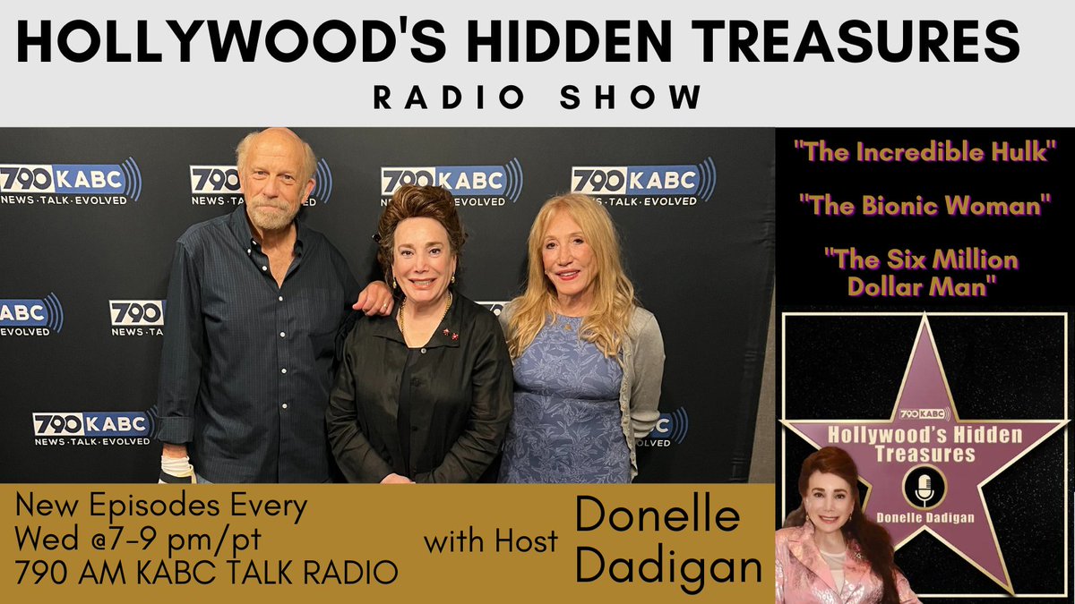 2night's guests on #kabcradio's #HollywoodsHiddenTreasures are  Kenneth Johnson creator of the 70s &amp; 80s Series #TheSixMillionDollarMan #TheBionicWoman #TheIncredibleHulk and Diane Carey star of The Bionic Woman &amp; #Vtvseries Weds @7pm/pt on <a href="/KABCRadio/">790 KABC</a>  &amp; <a href="/ApplePodcasts/">Apple Podcasts</a>