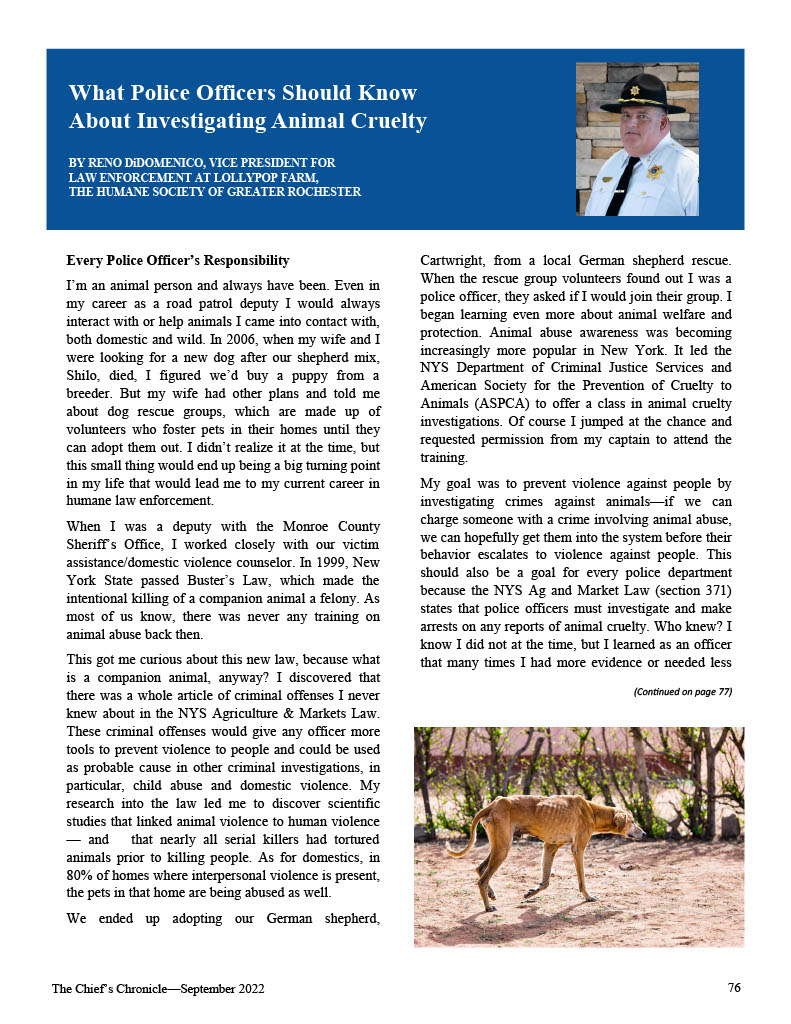 What police should know about investigating animal cruelty - in the latest Chief's Chronicle magazine.
nychiefs.org/assets/ChiefsC…