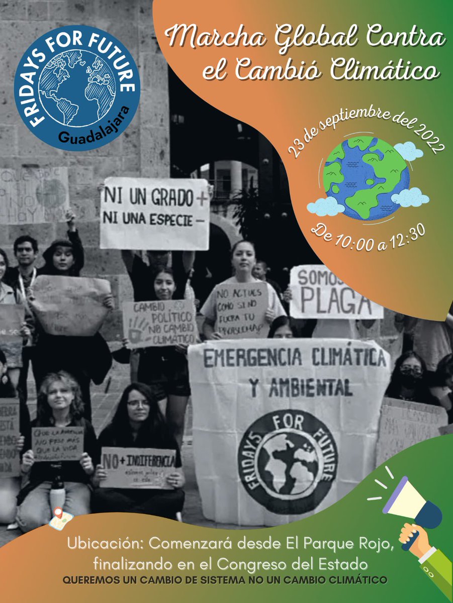 Faltan 23 días para la marcha global por el clima 🙌🏻 🌎 traigan a sus amigxs, familiares, conocidxs! Falten a una clase o al trabajo por única ocasión 🤫 Hay que hacer presión para ser escuchadxs y exigir el medio ambiente sano que todxs nos merecemos