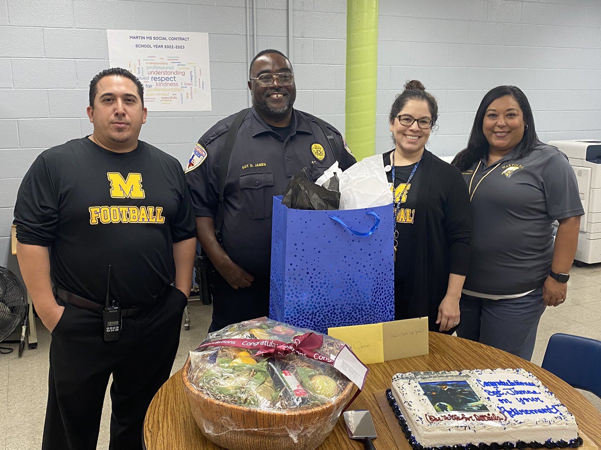 Congratulations Sergeant James on your retirement! We enjoyed having you at Martin. Enjoy your retirement as you ride off into the sunset!