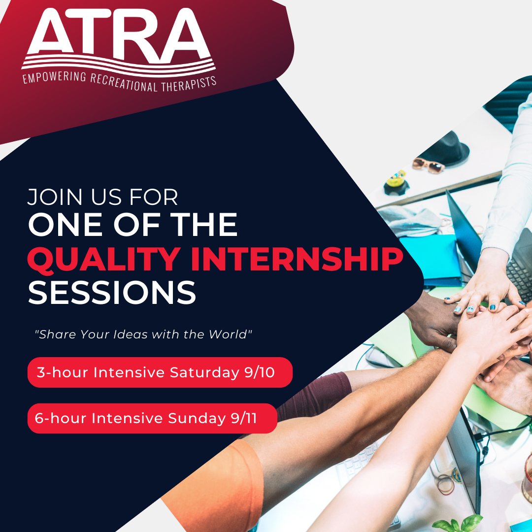 ATRAinAction's tweet photo. LOOKING TO BECOME A BETTER INTERNSHIP SUPERVISOR OR SITE? COMING TO #ATRABAMA?! YOU'RE IN LUCK. Join one of ATRA's Quality Internships Sessions! *These are two separate sessions* #ACON22 #Internships https://t.co/3p6AxAn6iV