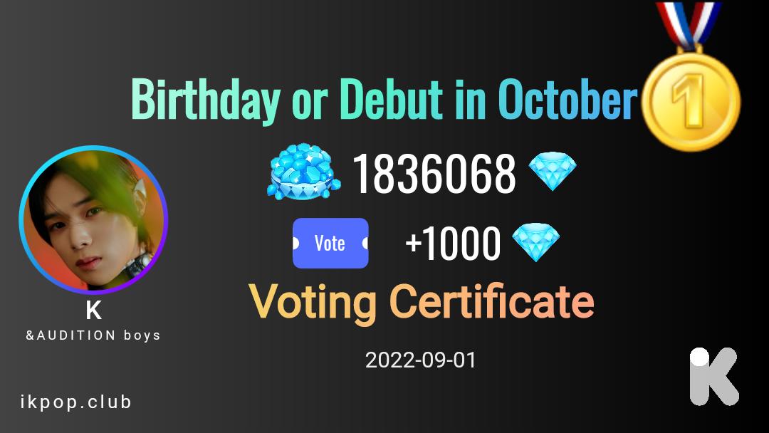 KWORLDBASE_twt's tweet photo. I voted for K at #iKPOP!
Total diamonds count: 1836068
Rank: 1
https://t.co/6SmfEAldzG
 #K  #ケイくん  #andAUDITION #andAUDITION_K https://t.co/M0CS6uj5as