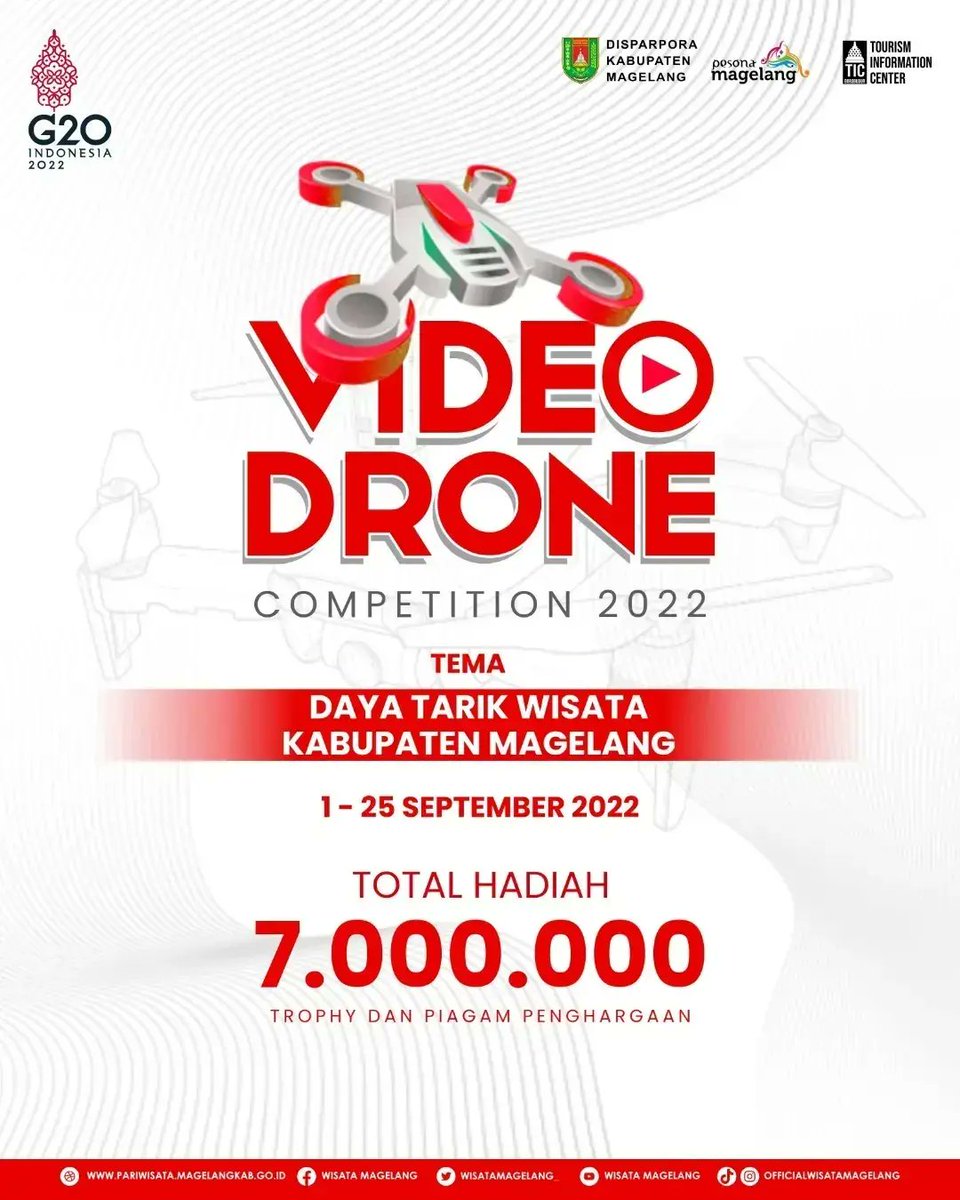 IniMagelangKu's tweet photo. Halo semuanya, Lomba Video Drone kembali hadir!!!
Keindahan pesona alam Kabupaten Magelang ini sangatlah beragam.
#LensaDroneWisataMagelang
#LombaVideoWisataMagelang2022
#WisataMagelang
#GenPIMagelang
#GenPI
#Lomba https://t.co/rovqWq8jxQ
