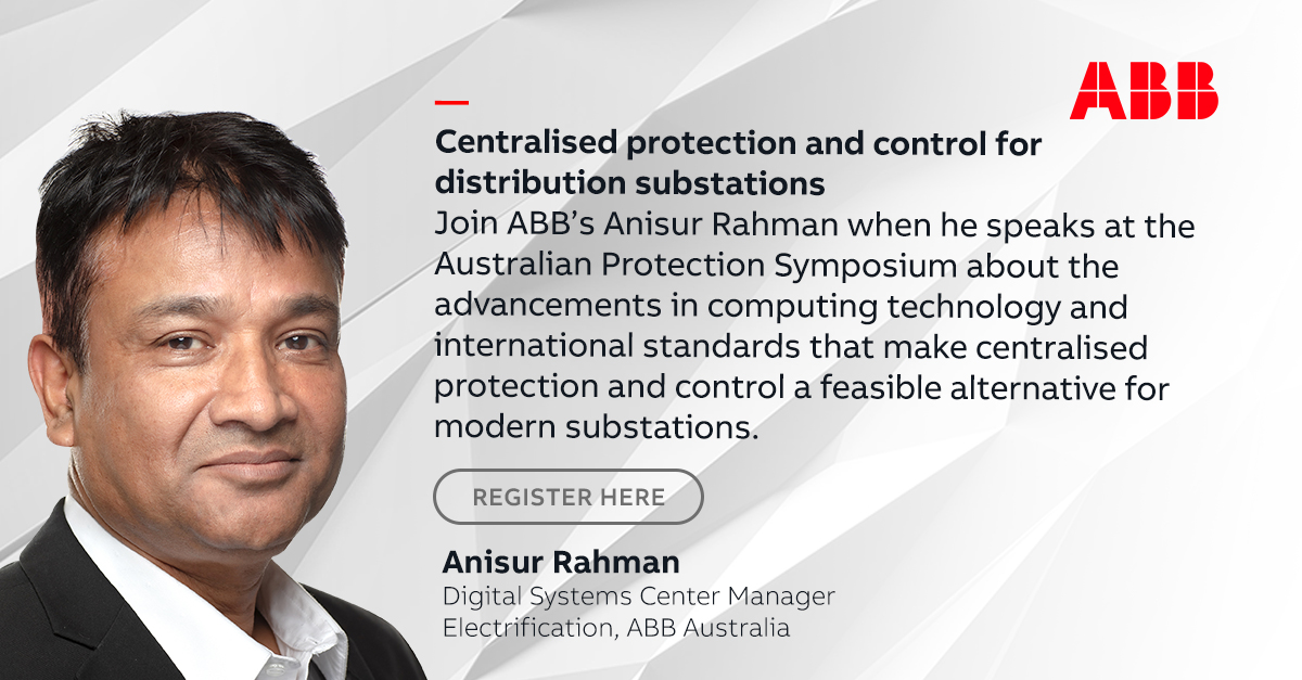 ABB_Australia's tweet image. Join ABB’s Anisur Rahman at the Australian Protection Symposium 2022 in Melbourne where he will discuss an innovative approach to centralised protection. Find out more about the event here 👉protectionsymposium.com.au/the-symposium-…

#ABB #distributionsolutions #controlsystems