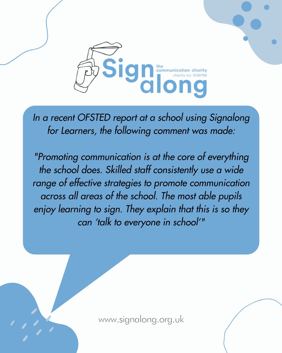 Signalong's tweet image. Is there better feedback than knowing how you have given a voice to those who struggled before? 

If you are deaf/hard of hearing we recommend you seek advice for using BSL from the appropriate organisations.

#signalong #signalongsigns #signalongforlearners #ofsted #school