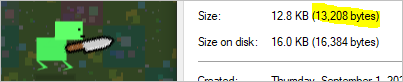 deathraygames's tweet photo. Looks like it's time to start slicing or finishing up for #js13k. Current size: 13,208 bytes
@js13kGames : "All your code and game assets should be smaller than or equal to 13 kilobytes - that's exactly 13,312 bytes" https://t.co/2otdAUwRaB