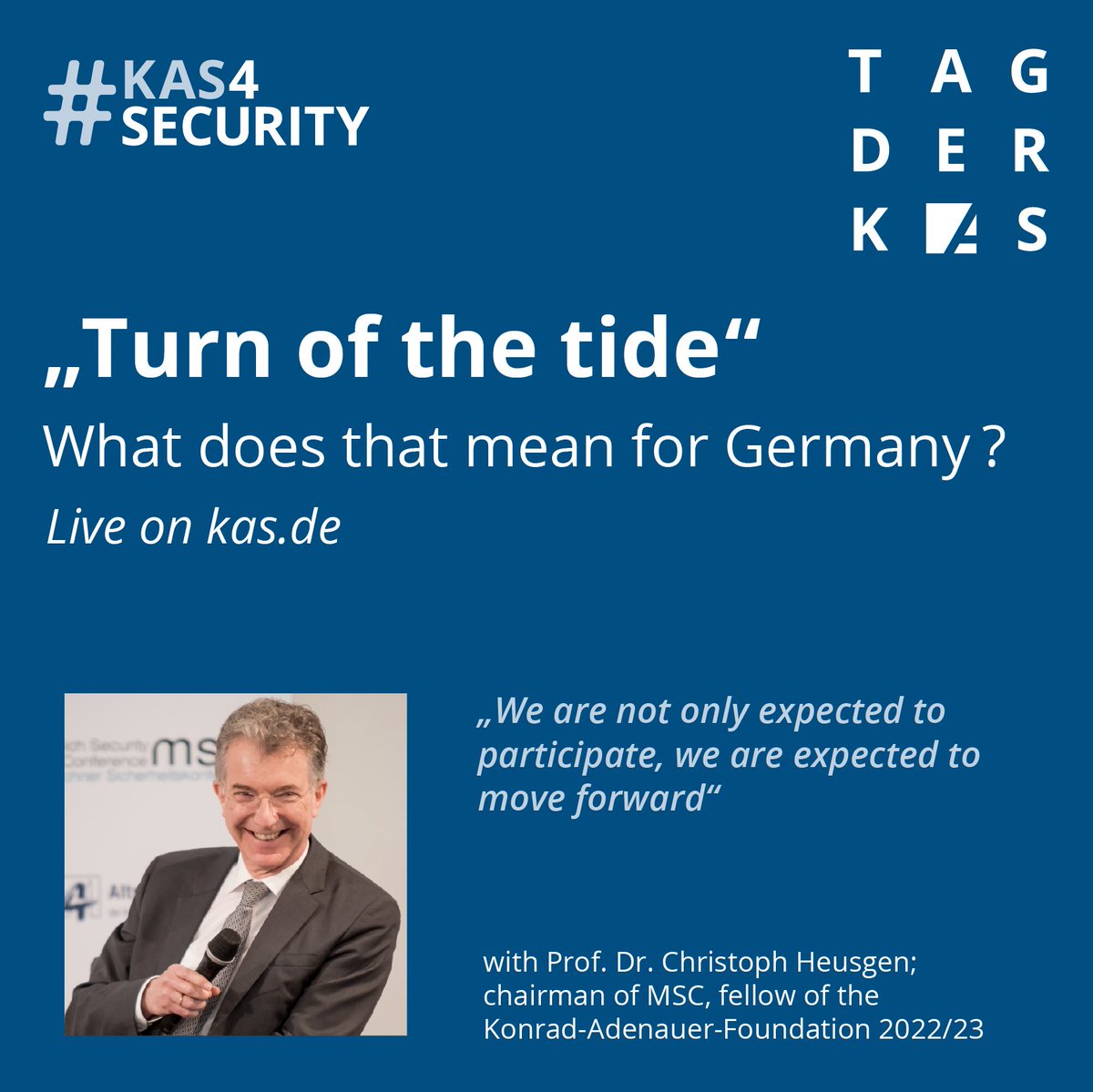 In order to be able to stand up for #peace, #security, #democracy & #humanrights worldwide, German #securitypolicy must be rethought. @MSCheusgen discusses which mindset is required at #TAGderKAS.
🎥 Join the live discussion! #KAS4Security