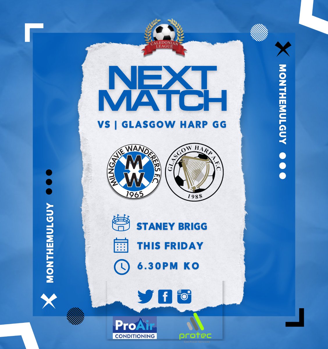 MilngavieW's tweet photo. #FridayFixture

⚽️ - @GlasgowHarpAFC1 (GG)
🏆 - Scottish Cup (1st Round)
📅 - 02.09.22
⏰ - 6.30pm
📍 - Staney Brigg

#MonTheMulguy!

@scottish_aff @proairuk @protec_elec @MatchdaySMedia https://t.co/gdV0y2yWpm