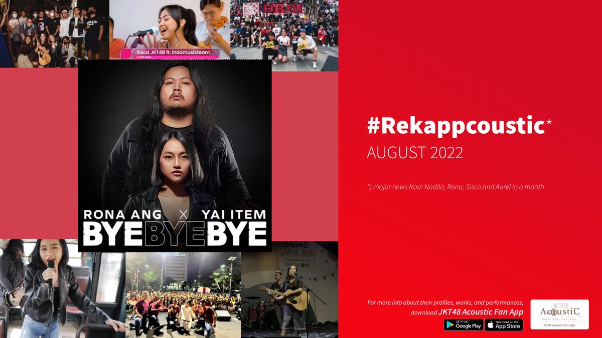 AGUSTUS:
- Rilisnya single &amp; MV BYE BYE BYE dari <a href="/rona__ang/">Rona Ang</a> feat <a href="/yaiitem/">Yai Item</a>
- <a href="/nadilawantari_/">Nadila Wantari</a> tampil di Anjungan Sarinah bersama dengan <a href="/rona__ang/">Rona Ang</a> &amp; <a href="/MadeAurellia/">Ni Made Ayu Vania Aurellia</a>
- dll


Simak lengkapnya di thread ini:
x.com/jkt48appcousti…