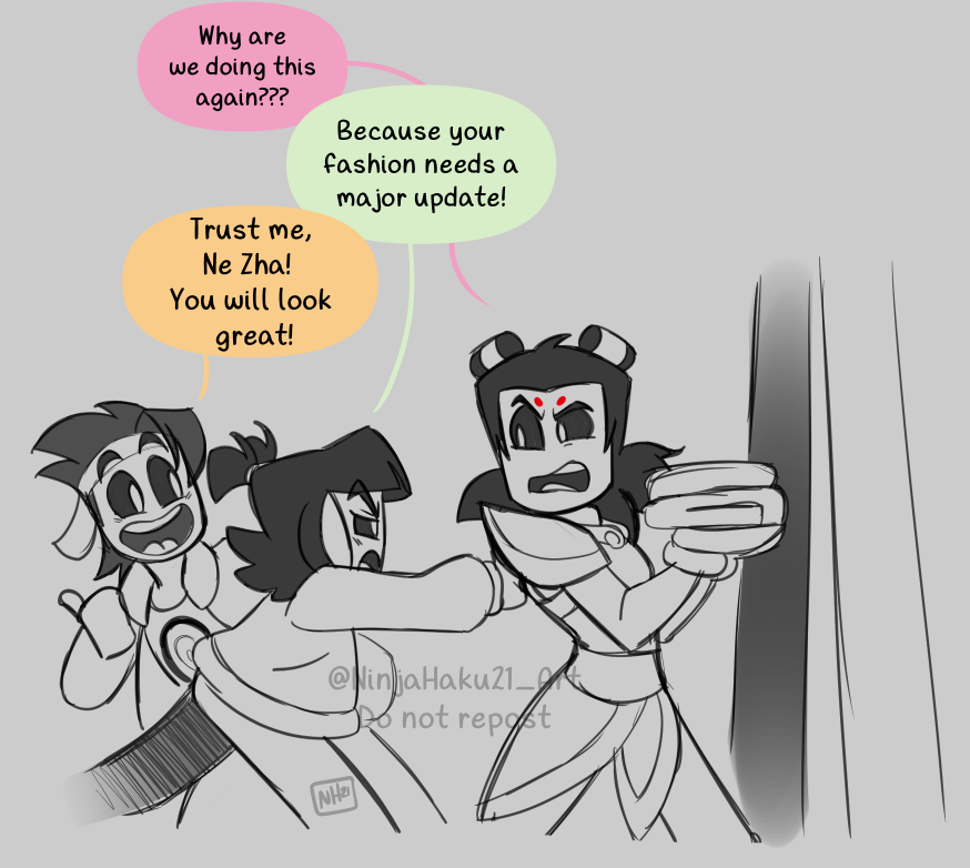 After drawing Ne Zha in that 90s outfit, I am sure Mei and MK