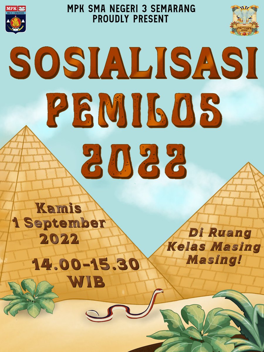 Hello, Satria Ganesha! 🐘

Pada hari ini akan dilaksanakan:

📣𝐒𝐎𝐒𝐈𝐀𝐋𝐈𝐒𝐀𝐒𝐈 𝐏𝐄𝐌𝐈𝐋𝐎𝐒 𝟐𝟎𝟐𝟐📣

🗓️  Kamis, 1 September 2022
⏰  14.00 - 15.30 WIB
📍 Ruang Kelas Masing Masing 

𝐌𝐚𝐠𝐧𝐨 𝐋𝐚 𝐃𝐞𝐦𝐨𝐜𝐫𝐚📯
Create a revolution, through the democration