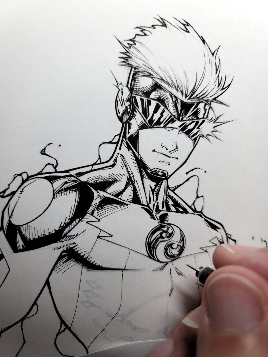 Im working on this commission for <a href="/ResistancePg/">Resistance Publishing Group</a> of one of his characters Kid Kinetic!✒️⚡️⚡️⚡️